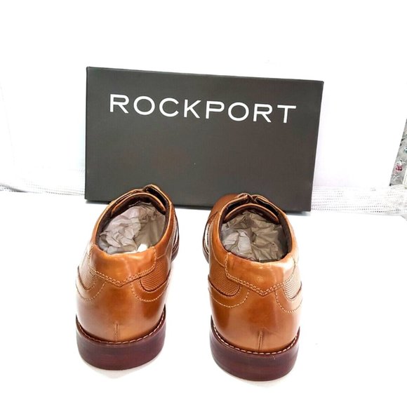 Rockport Mens Leather brown Cognac Oxford shoes 10-M New in Box